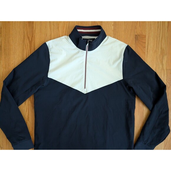 Rhone Mens Small 1/4 Zip Performance Pullover Blue White Mesh Lined Casual Logo - Picture 3 of 10